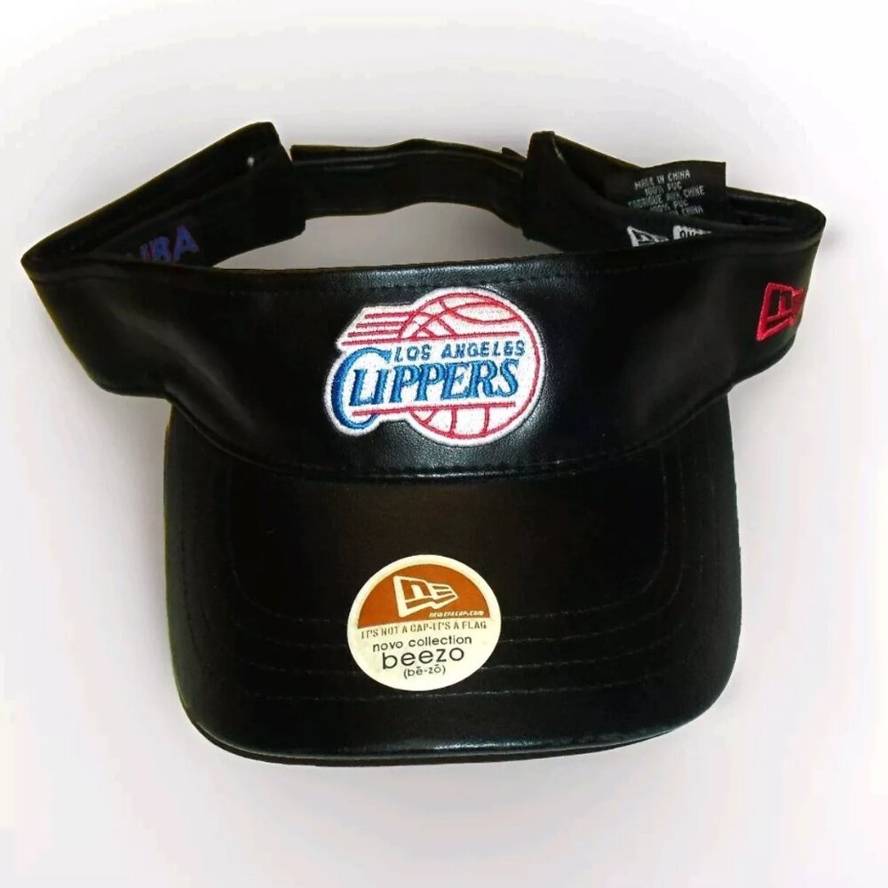 Los Angeles Clippers All Leather Mens New Era Black Visor hat Cap New Nba